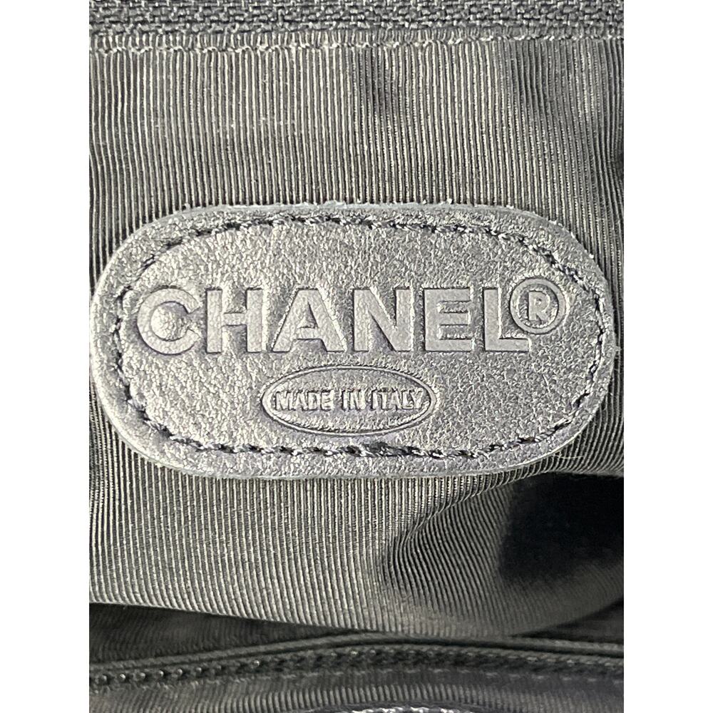 Chanel Black Leather Logo Tab Tote Shoulder Bag Vintage Made In Italy - Picture 3 of 16